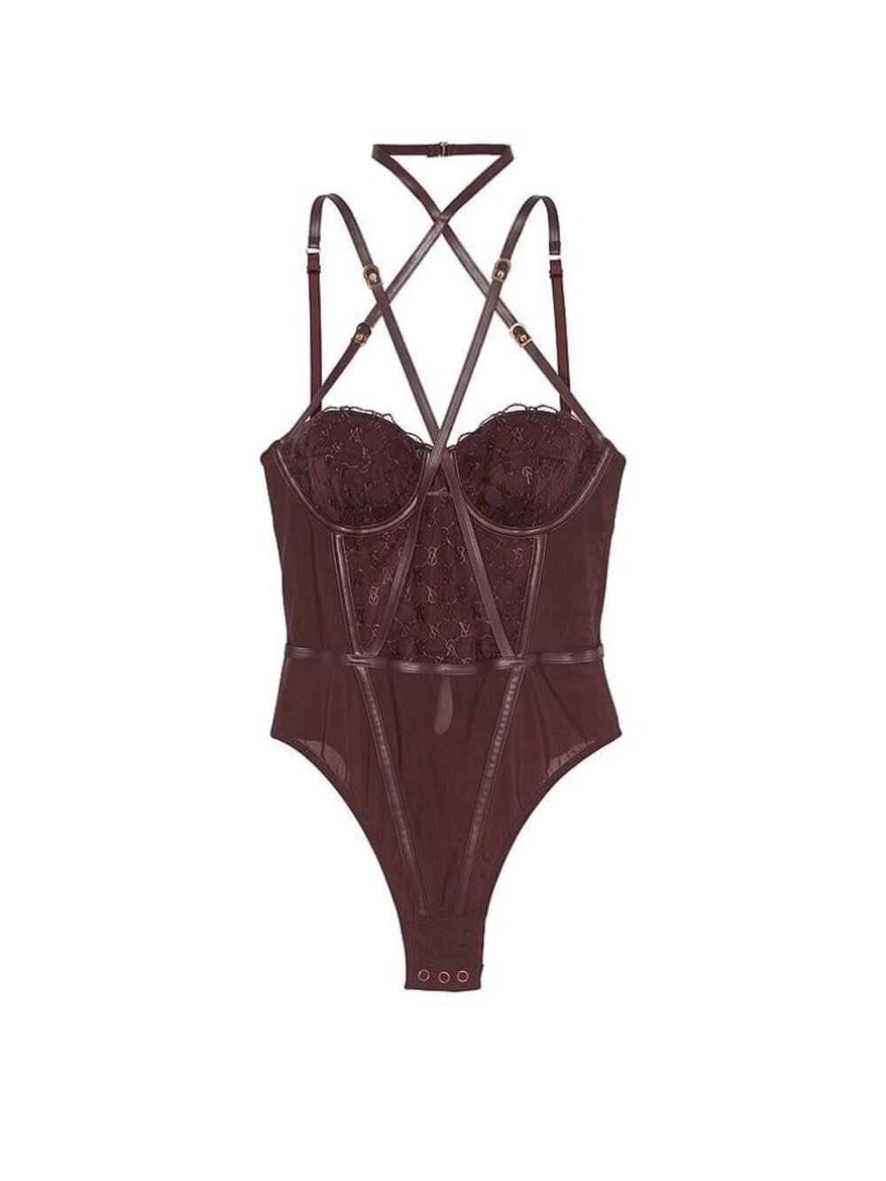 New! Victoria's Secret Logo Embroidered Balcony Teddy Bodysuit XL 9089